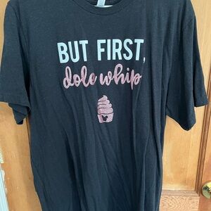 Black Graphic Tee with Pink Text